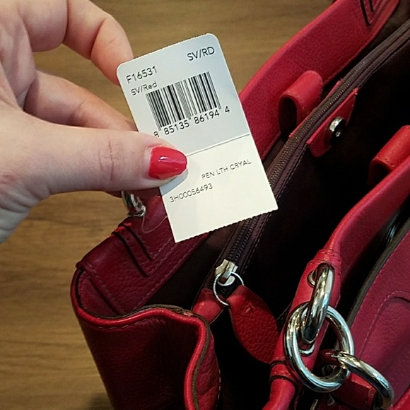 NEW Coach penelope red leather carryall purse - Picture 7 of 7